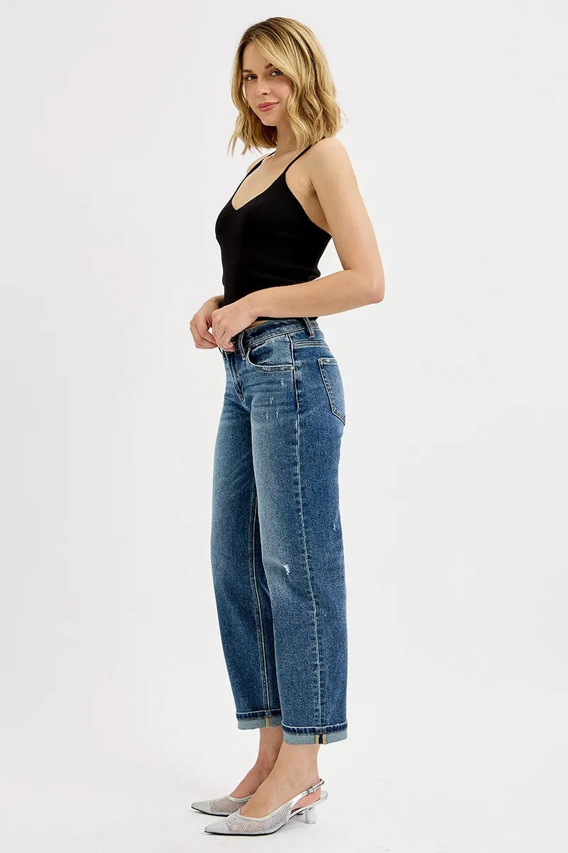 RISEN Full Size Low Rise Crop Boyfriend Jeans Plus Size - Women / Jeans & Denim by Trendsi | Available at Handbags Specialist Headquarter