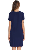 Round Neck Short Sleeve Lounge Dress - Sleepwear by Trendsi | Available at Handbags Specialist Headquarter