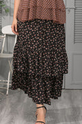 Plus Size Ditsy Floral Layered Maxi Skirt -  by Trendsi | Available at Handbags Specialist Headquarter