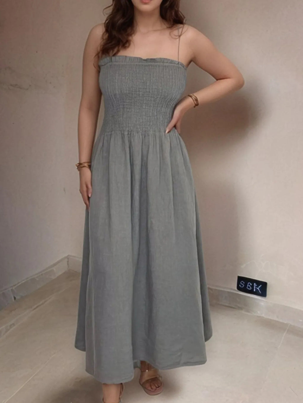 Full Size Smocked Cami Dress and Jacket Set Plus Size - Dresses by Trendsi | Available at Handbags Specialist Headquarter