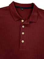 Men's Ribbed Knit Long Sleeve Polo - Men's Polo shirt by Trendsi | Available at Handbags Specialist Headquarter