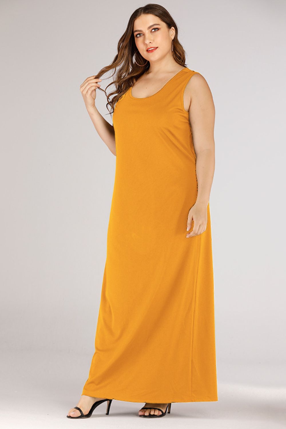 Plus Size Scoop Neck Maxi Tank Dress - Dresses by Trendsi | Available at Handbags Specialist Headquarter