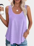 Florira Eyelet Round Neck Tank - Tops by Trendsi | Available at Handbags Specialist Headquarter