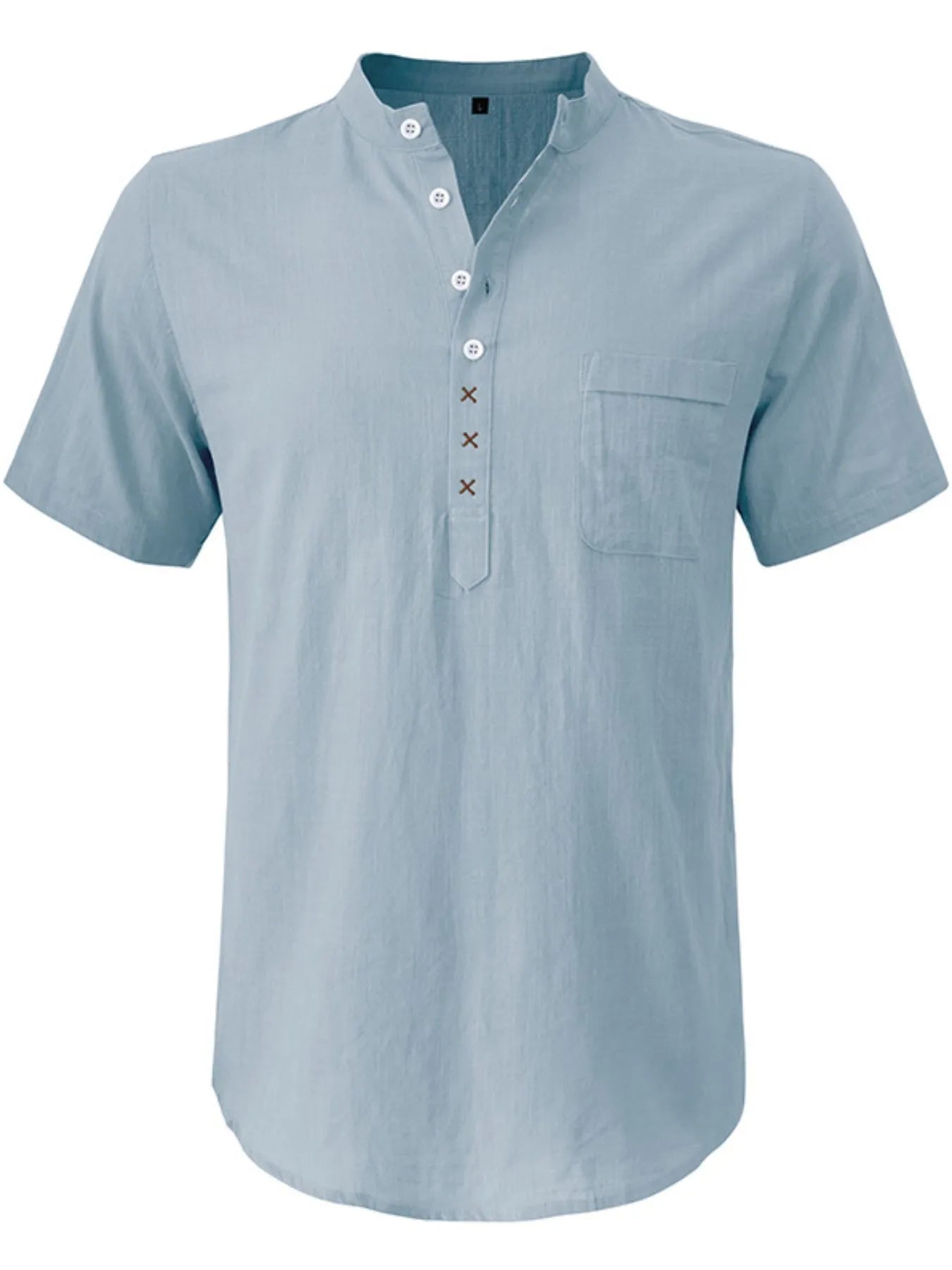 Men's Casual Collar Short Sleeve Linen Polo Shirt - Men's Polo shirt by Trendsi | Available at Handbags Specialist Headquarter
