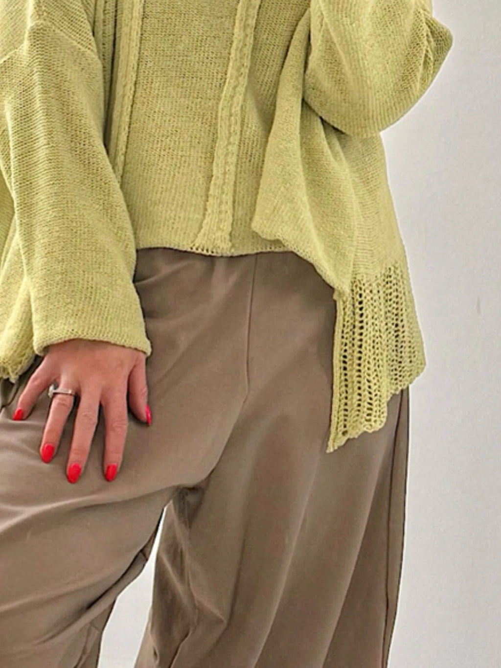 High-Low Drop Shoulder Sweater - Tops by Trendsi | Available at Handbags Specialist Headquarter