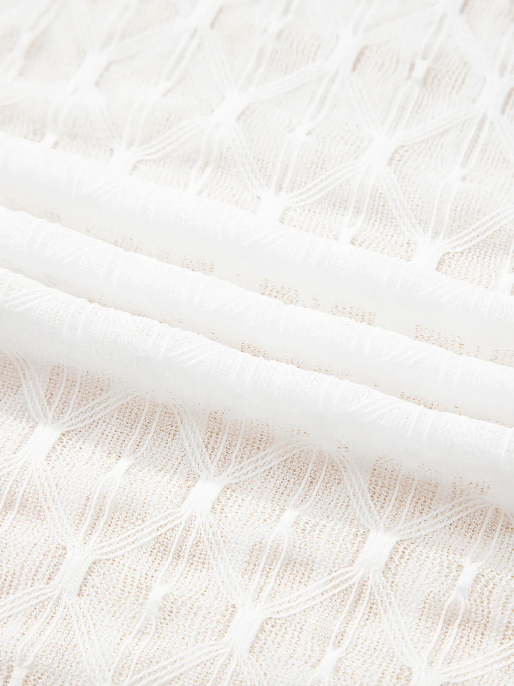 Sheer Mesh Patterned Lettuce Trim Slim Long Sleeve Top - Tops by Trendsi | Available at Handbags Specialist Headquarter