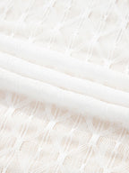 Sheer Mesh Patterned Lettuce Trim Slim Long Sleeve Top - Tops by Trendsi | Available at Handbags Specialist Headquarter