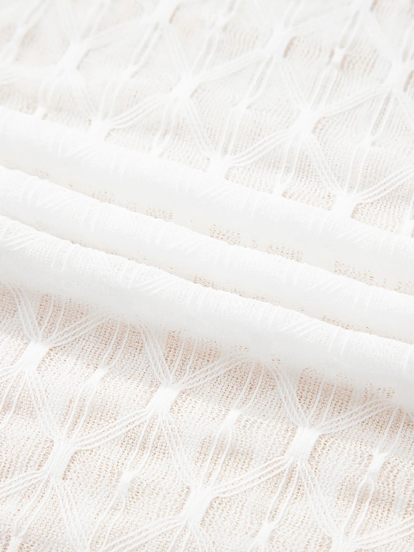 Sheer Mesh Patterned Lettuce Trim Slim Long Sleeve Top - Tops by Trendsi | Available at Handbags Specialist Headquarter