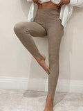 Ribbed Mid Waist Leggings - Leggings by Trendsi | Available at Handbags Specialist Headquarter