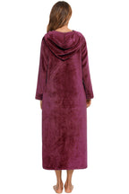Zip Front Hooded Night Dress with Pockets - Sleepwear by Trendsi | Available at Handbags Specialist Headquarter