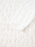 Sheer Mesh Patterned Lettuce Trim Slim Long Sleeve Top - Tops by Trendsi | Available at Handbags Specialist Headquarter