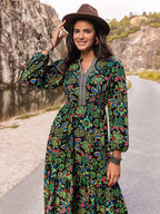 Printed Notched Neck Maxi Dress - Maxi Dress by Trendsi | Available at Handbags Specialist Headquarter