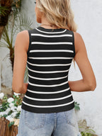 Striped Round Neck Tank - Tops by Trendsi | Available at Handbags Specialist Headquarter