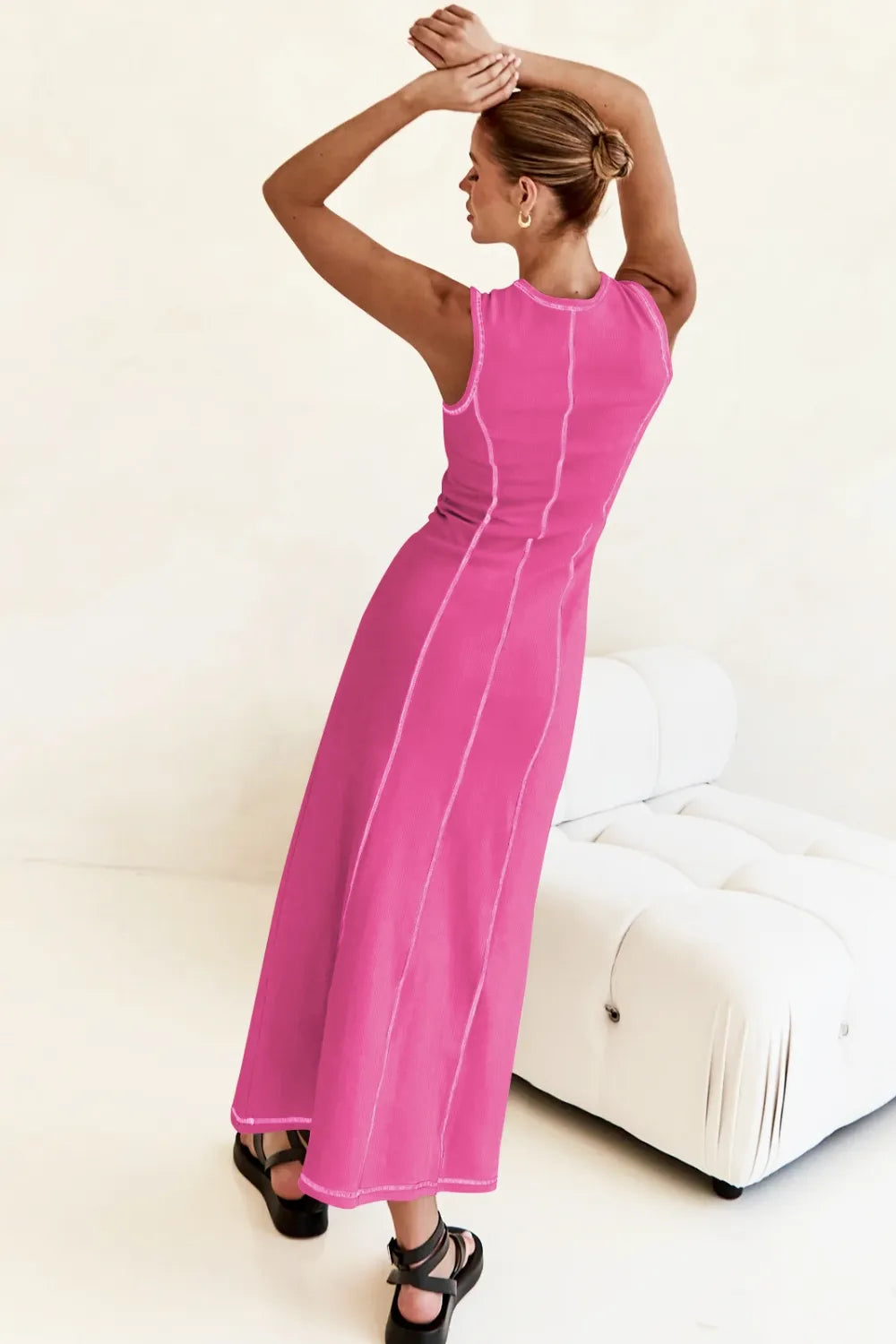 Contrast Stitching Maxi Tank Dress - Maxi Dress by Trendsi | Available at Handbags Specialist Headquarter