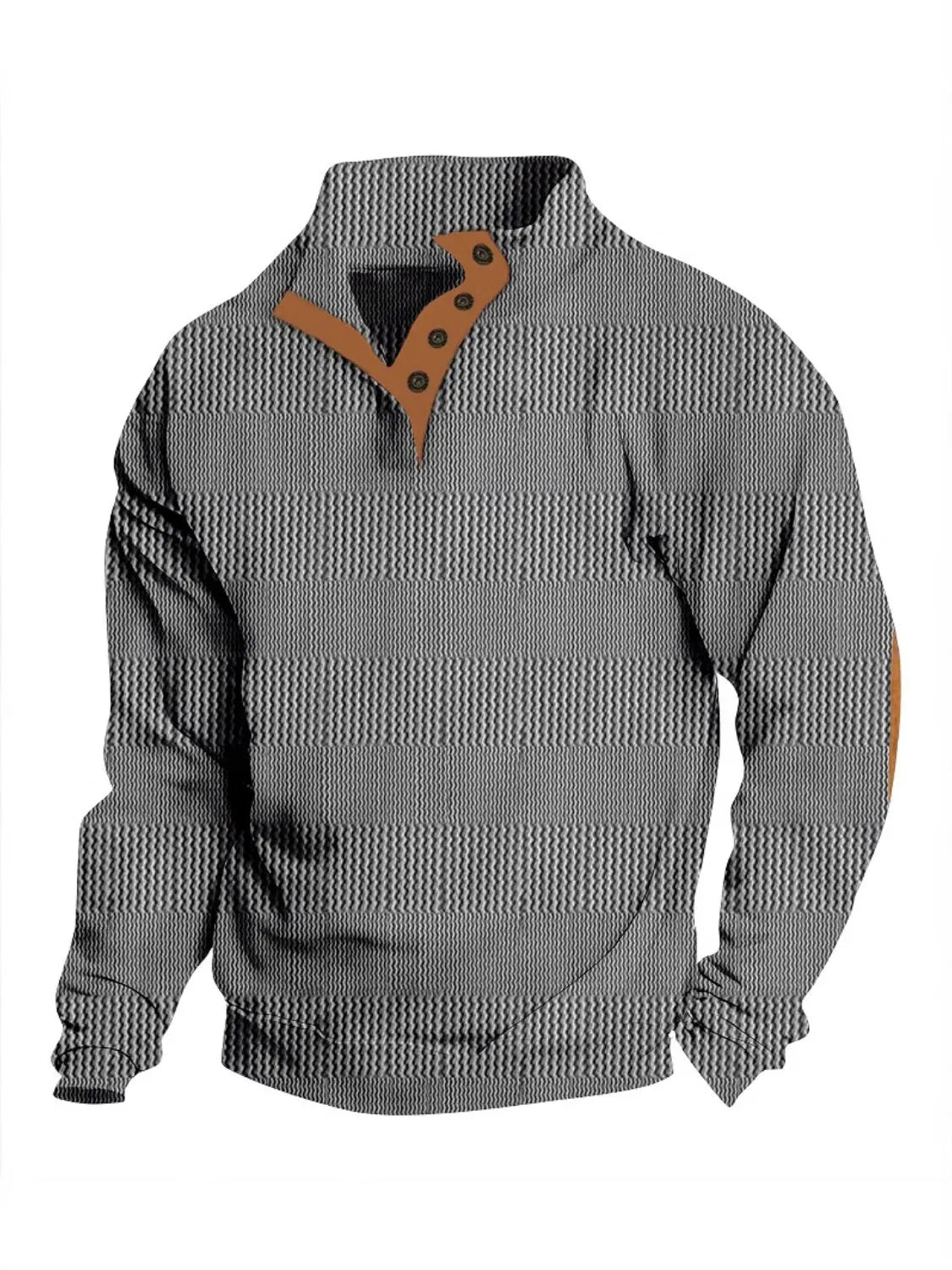 Men's Full Size Button Detail Long Sleeve Sweatshirt Plus Size - Men's Sweatshirts by Trendsi | Available at Handbags Specialist Headquarter