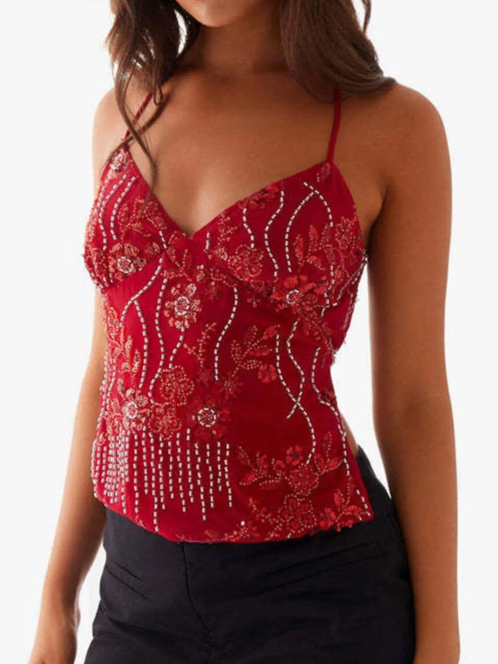 Crisscross Back V-Neck Cami - Tops by Trendsi | Available at Handbags Specialist Headquarter