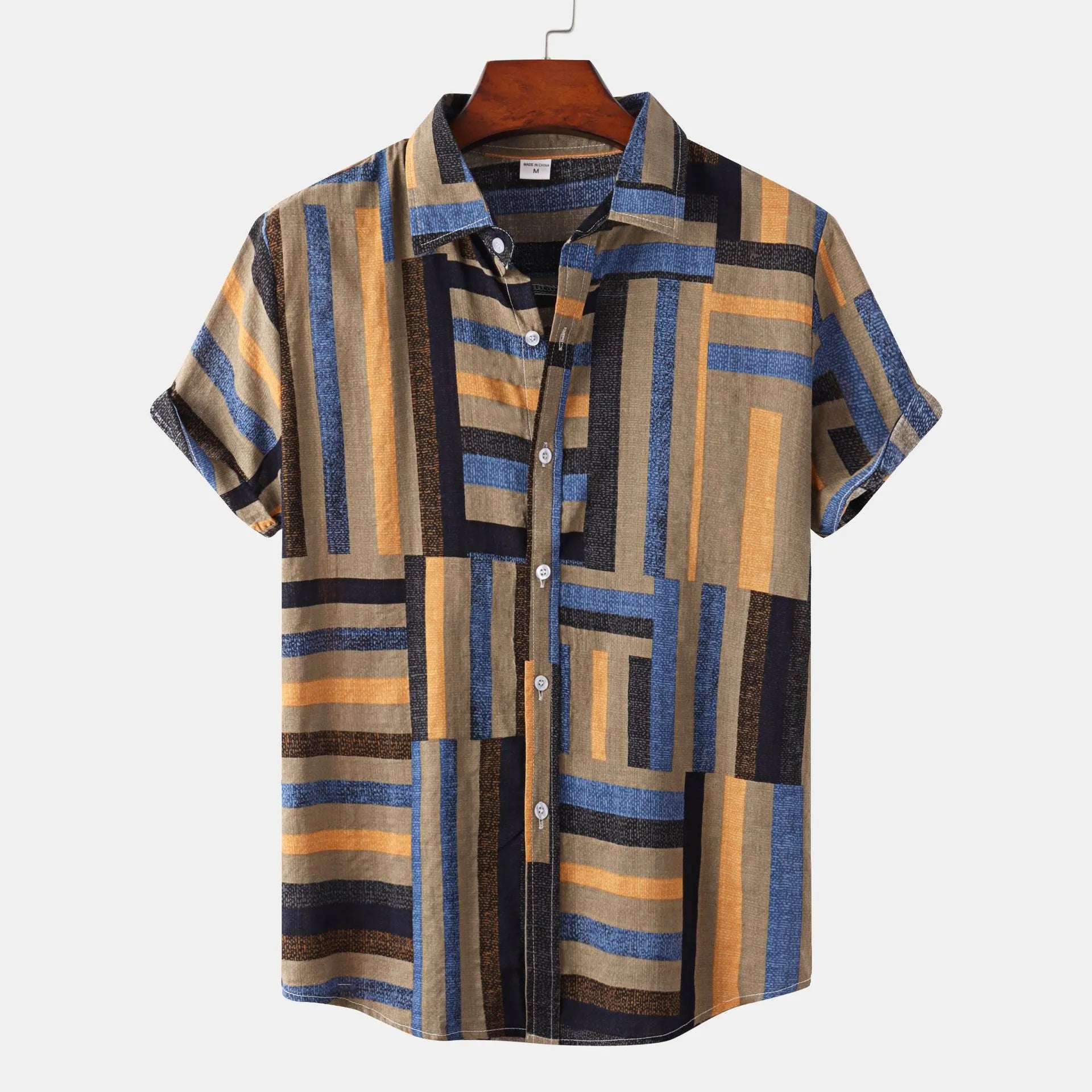 Men's Plus Size Short Sleeve Button-Down Casual Shirt - mens-shirts by Trendsi | Available at Handbags Specialist Headquarter