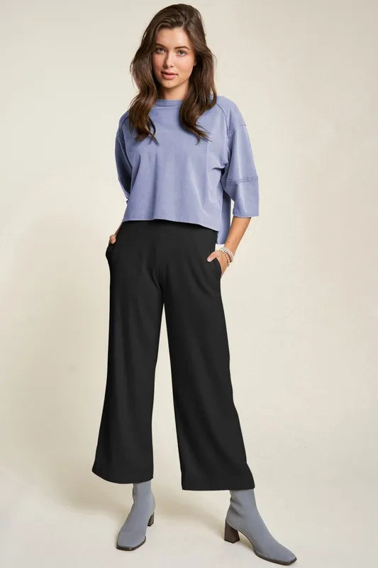 Davi & Dani Wide Leg Mid-Rise Pants -  by Trendsi | Available at Handbags Specialist Headquarter