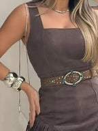 Fringe Square Neck Bodycon Mini Dress - Maxi Dress by Trendsi | Available at Handbags Specialist Headquarter