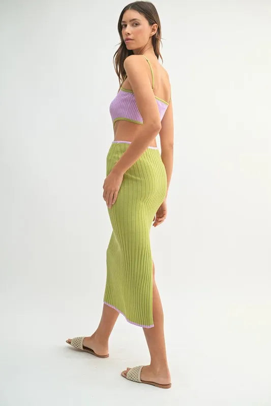 MABLE Ribbed Knit Color Block Cutout Midi Dress - Maxi Dress by Trendsi | Available at Handbags Specialist Headquarter