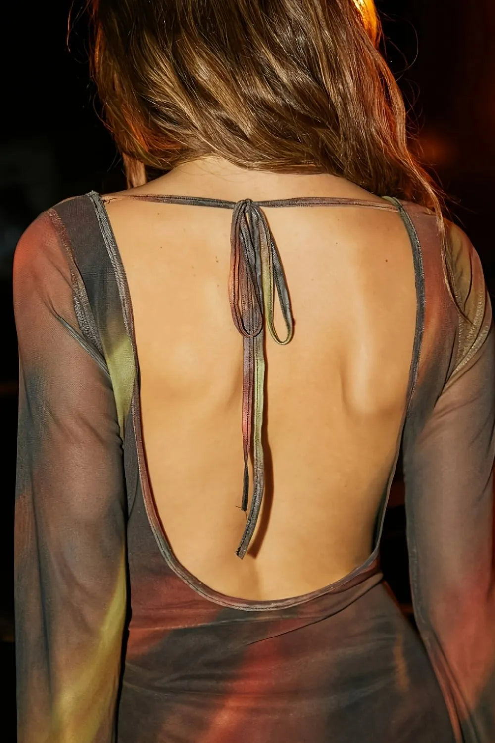 Tie Dye Print Long Sleeve Bodycon Mini Dress - Maxi Dress by Trendsi | Available at Handbags Specialist Headquarter