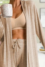 Open Front Long Sleeve Cardigan and Pants Lounge Set - Sleepwear by Trendsi | Available at Handbags Specialist Headquarter