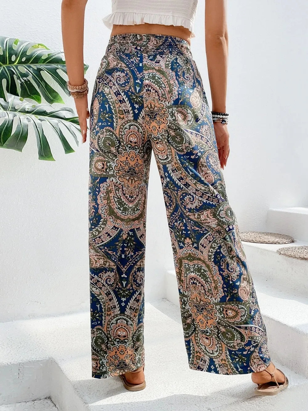Printed Wide Leg Pants - Women Pants by Trendsi | Available at Handbags Specialist Headquarter