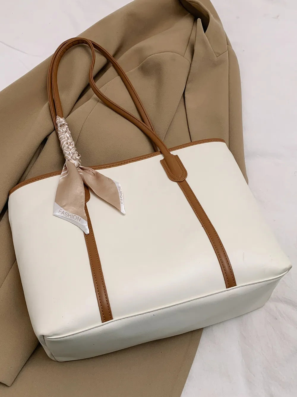 PU Leather Tote Bag - Tote Bag by Trendsi | Available at Handbags Specialist Headquarter