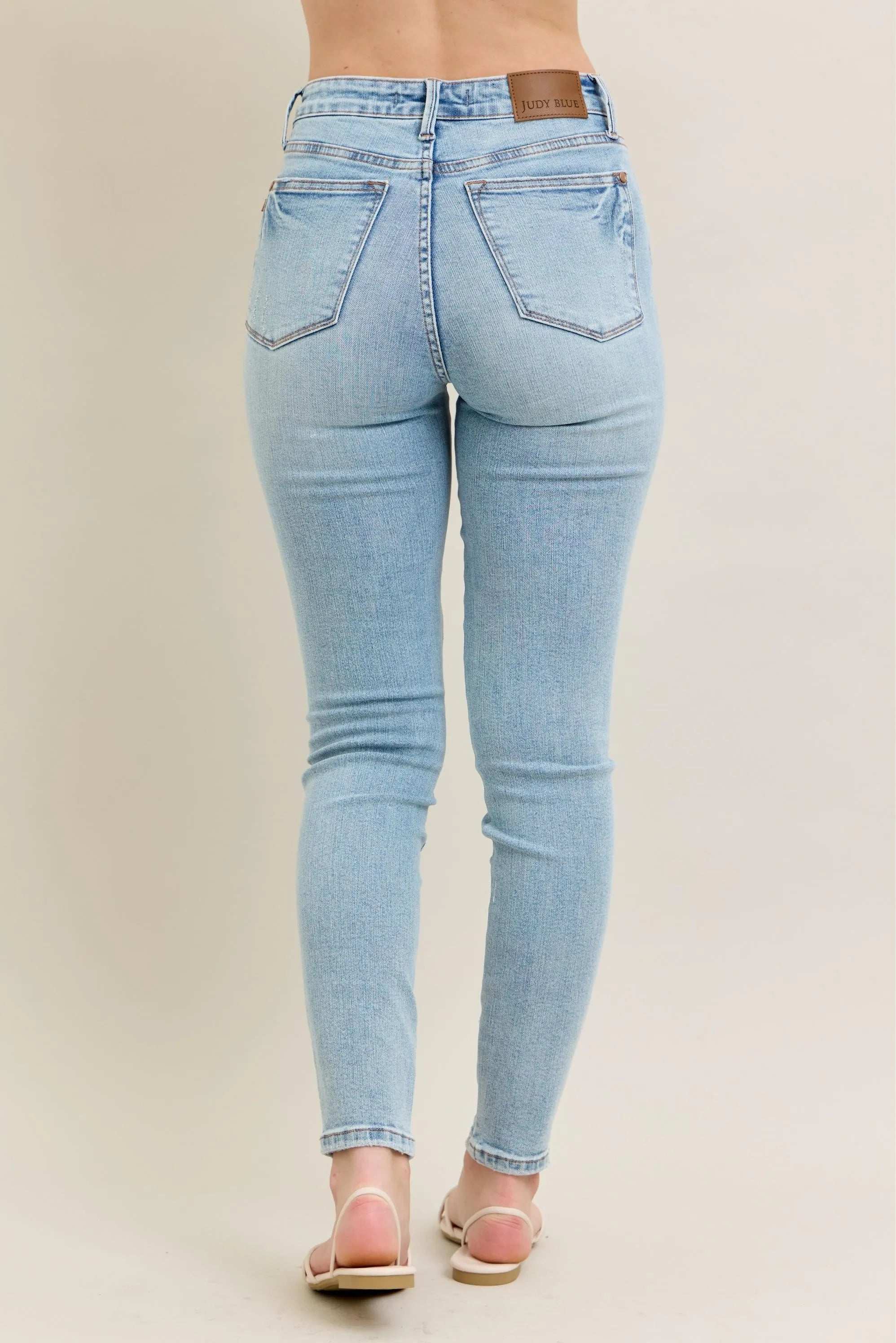 Judy Blue Full Size Mr Tummy Control Vintage Wash Skinny Jeans Plus Size - Women / Jeans & Denim by Trendsi | Available at Handbags Specialist Headquarter