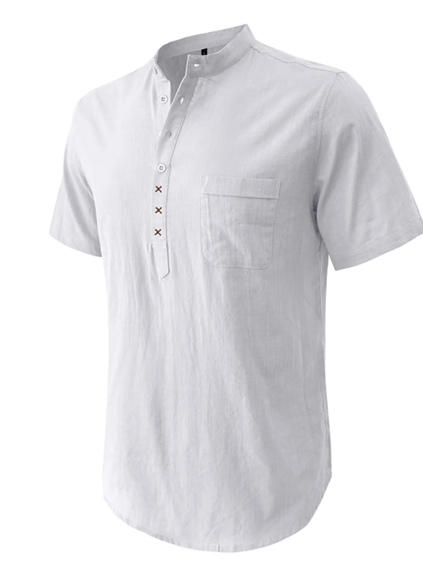 Men's Casual Collar Short Sleeve Linen Polo Shirt - Men's Polo shirt by Trendsi | Available at Handbags Specialist Headquarter