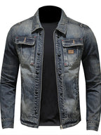Men's Plus Size Washed Zip Up Denim Jacket with Chest Pockets - Men's jackets by Trendsi | Available at Handbags Specialist Headquarter