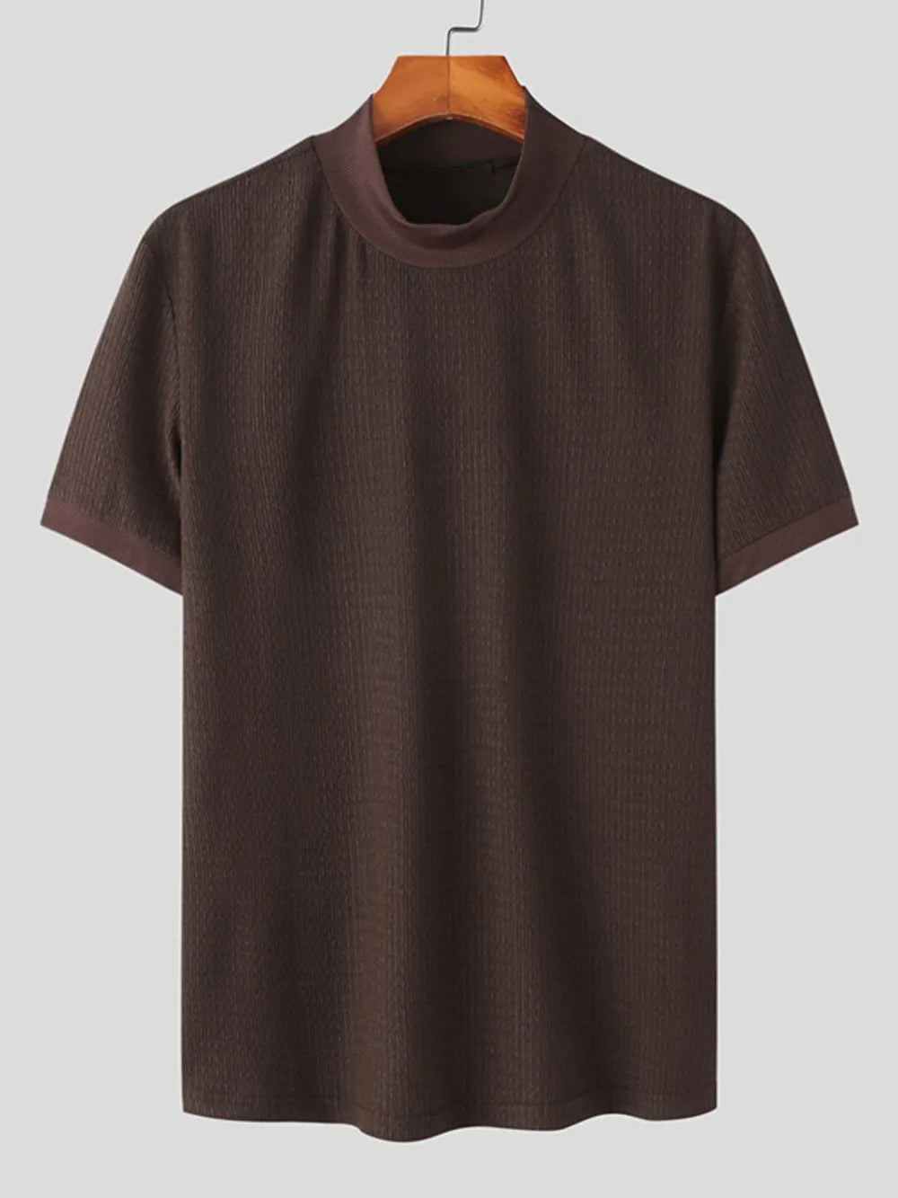 Men's Full Size Mock Neck Short Sleeve T-Shirt Plus Size - Men's Shirts by Trendsi | Available at Handbags Specialist Headquarter