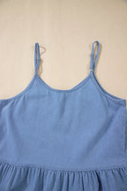 Ruffled Spaghetti Straps Denim Tank Top - Women / Jeans & Denim by Trendsi | Available at Handbags Specialist Headquarter
