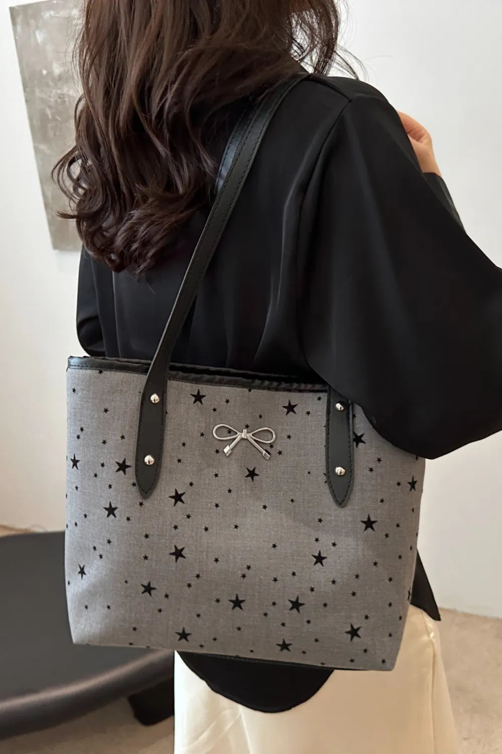 Bow Trim Polyester Tote Bag - Tote Bag by Trendsi | Available at Handbags Specialist Headquarter