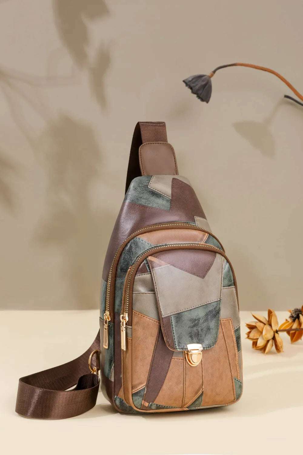 PU Leather Color Block Crossbody Bag - Crossbody Bag by Trendsi | Available at Handbags Specialist Headquarter