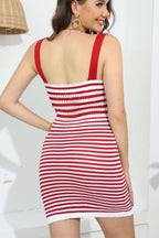 Striped Straight Neck Bodycon Dress - Maxi Dress by Trendsi | Available at Handbags Specialist Headquarter