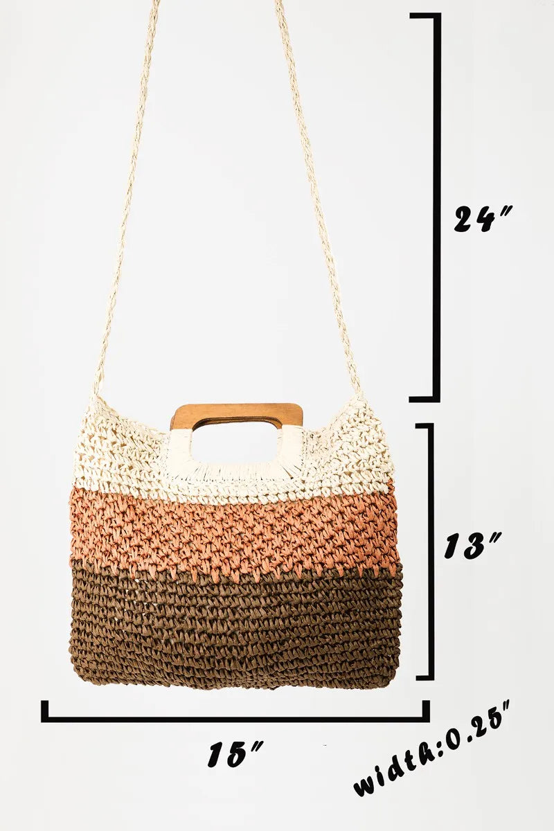 Fame Color Block Double-Use Braided Tote Bag - Tote Bag by Trendsi | Available at Handbags Specialist Headquarter