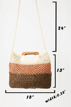 Fame Color Block Double-Use Braided Tote Bag - Tote Bag by Trendsi | Available at Handbags Specialist Headquarter