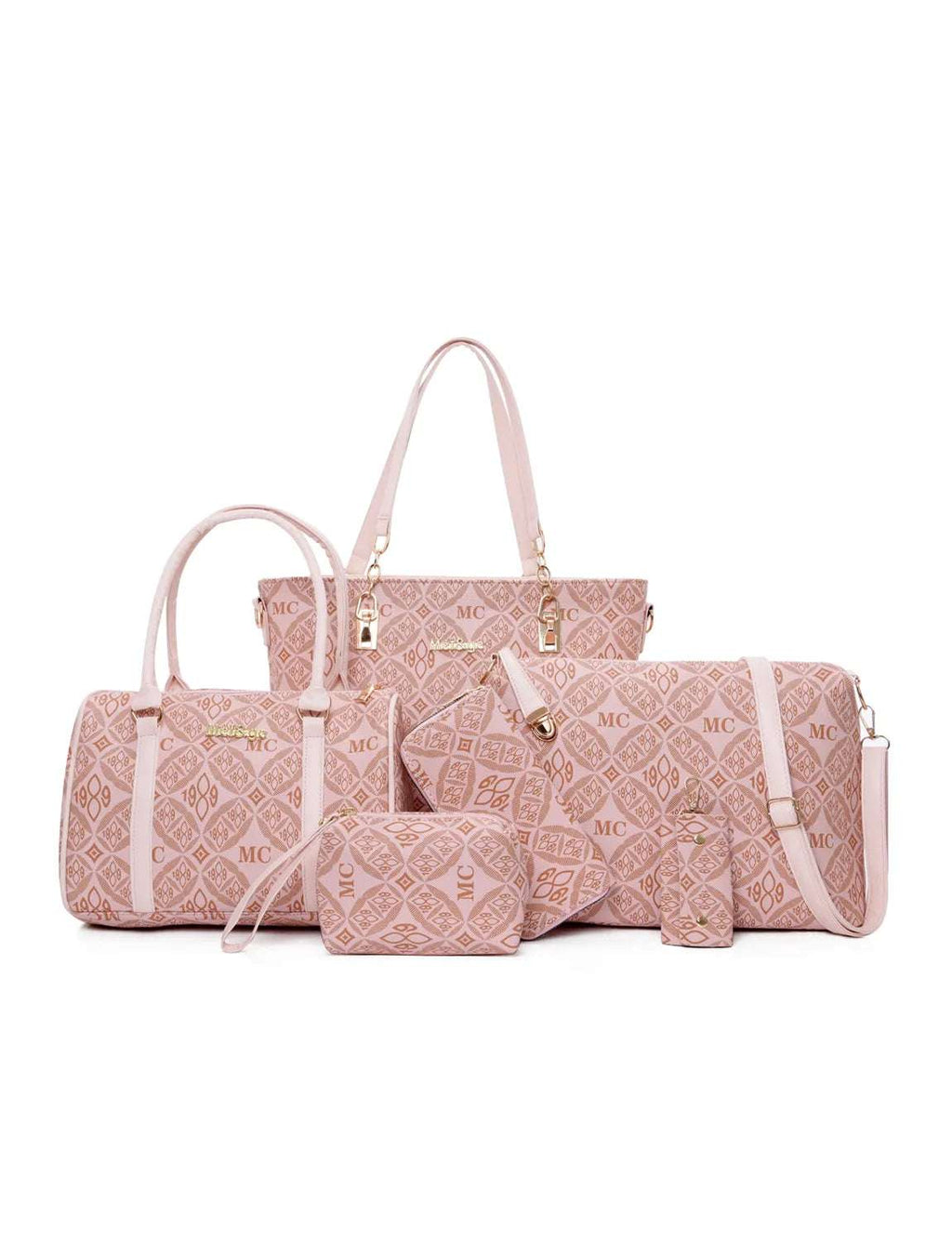 6-Piece Geometric Pattern Bag Set - Wallet by Trendsi | Available at Handbags Specialist Headquarter