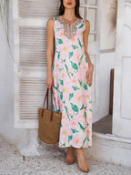 Devine Printed Sleeveless Maxi Dress - Maxi Dress by Trendsi | Available at Handbags Specialist Headquarter