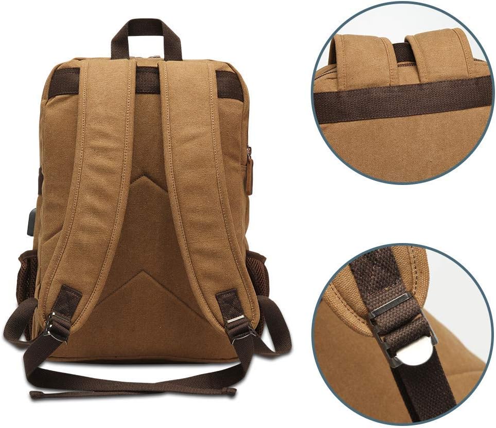 Vintage Canvas Laptop Backpack with USB Port - PhoenixBucketTitleBTF by Handbags Specialist Headquarter | Available at Handbags Specialist Headquarter