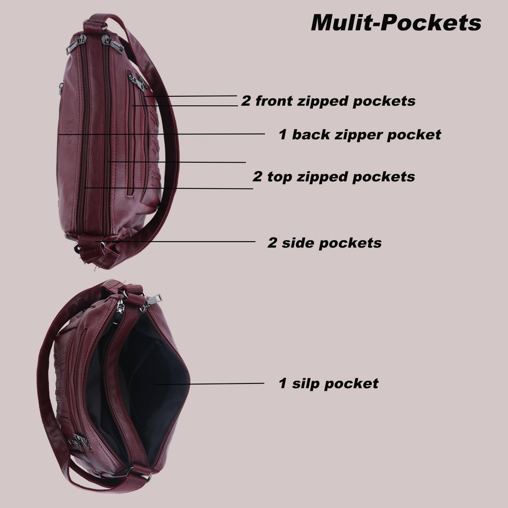 ELDA Chic Crossbody: Soft PU Leather Multi-Pocket Bag - Handbags by Handbags Specialist Headquarter | Available at Handbags Specialist Headquarter