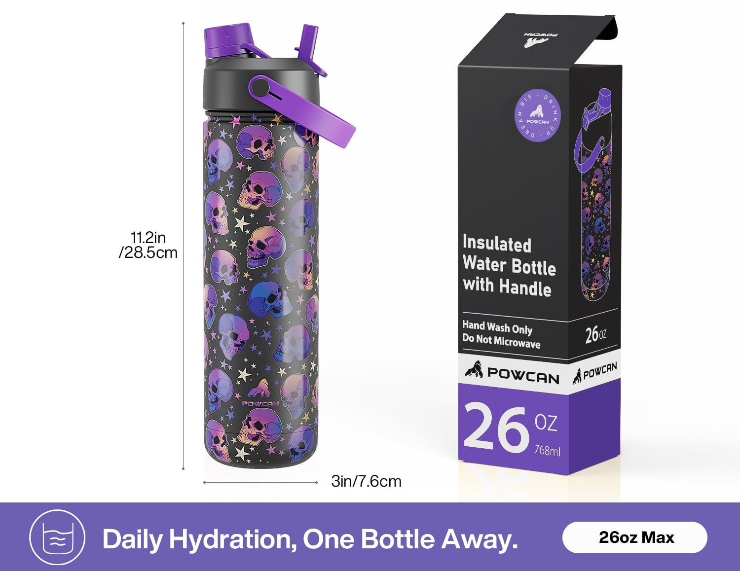 ChillKnight 26oz: Dual-Lid Leak-Proof Bottle - Water Bottles by Handbags Specialist Headquarter | Available at Handbags Specialist Headquarter