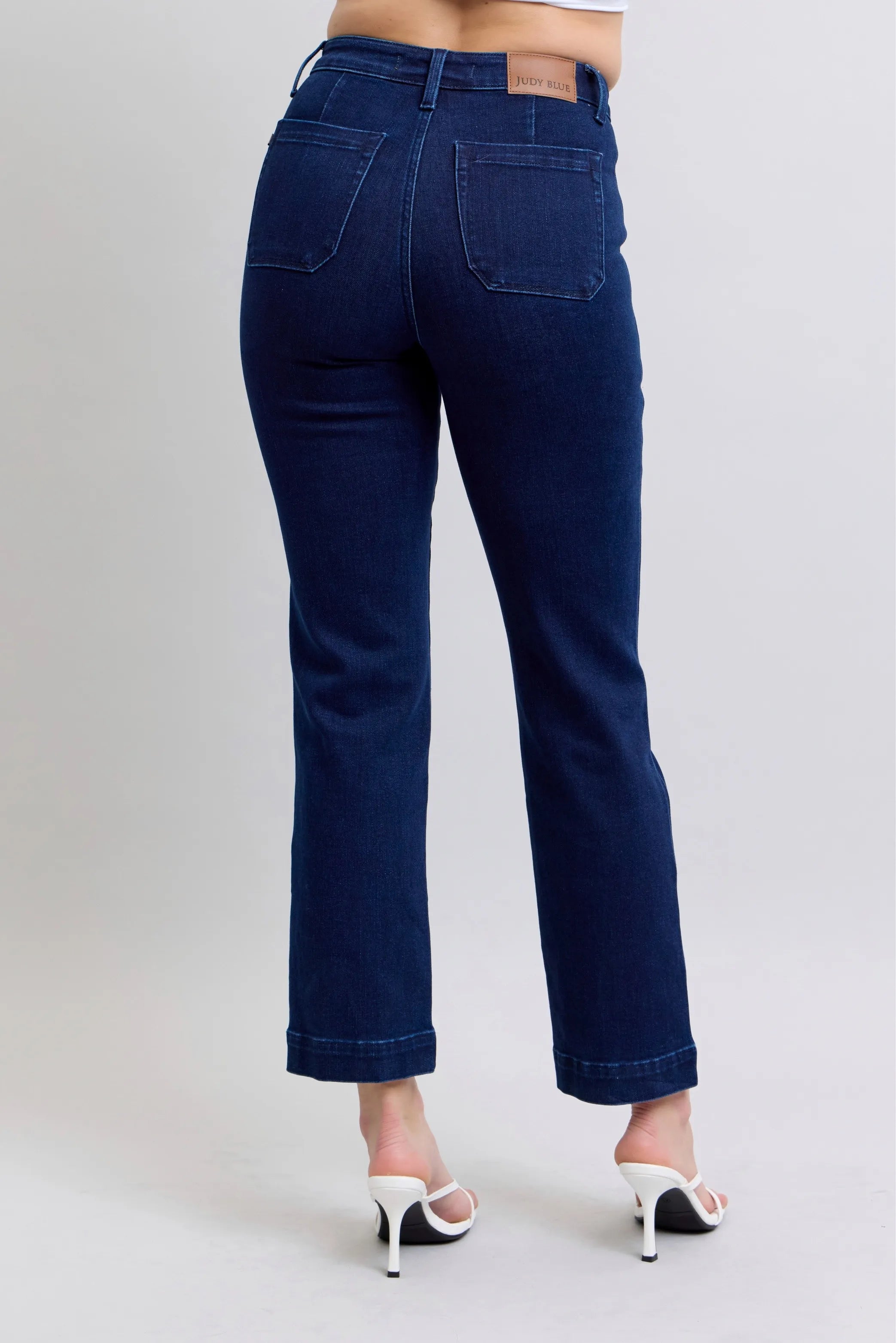 Judy Blue Full Size Hw Work Wear Knee Patch Straight Jeans Plus Size - Women / Jeans & Denim by Trendsi | Available at Handbags Specialist Headquarter