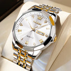 AzureGleam: Elite Men's Diamond Steel Watch