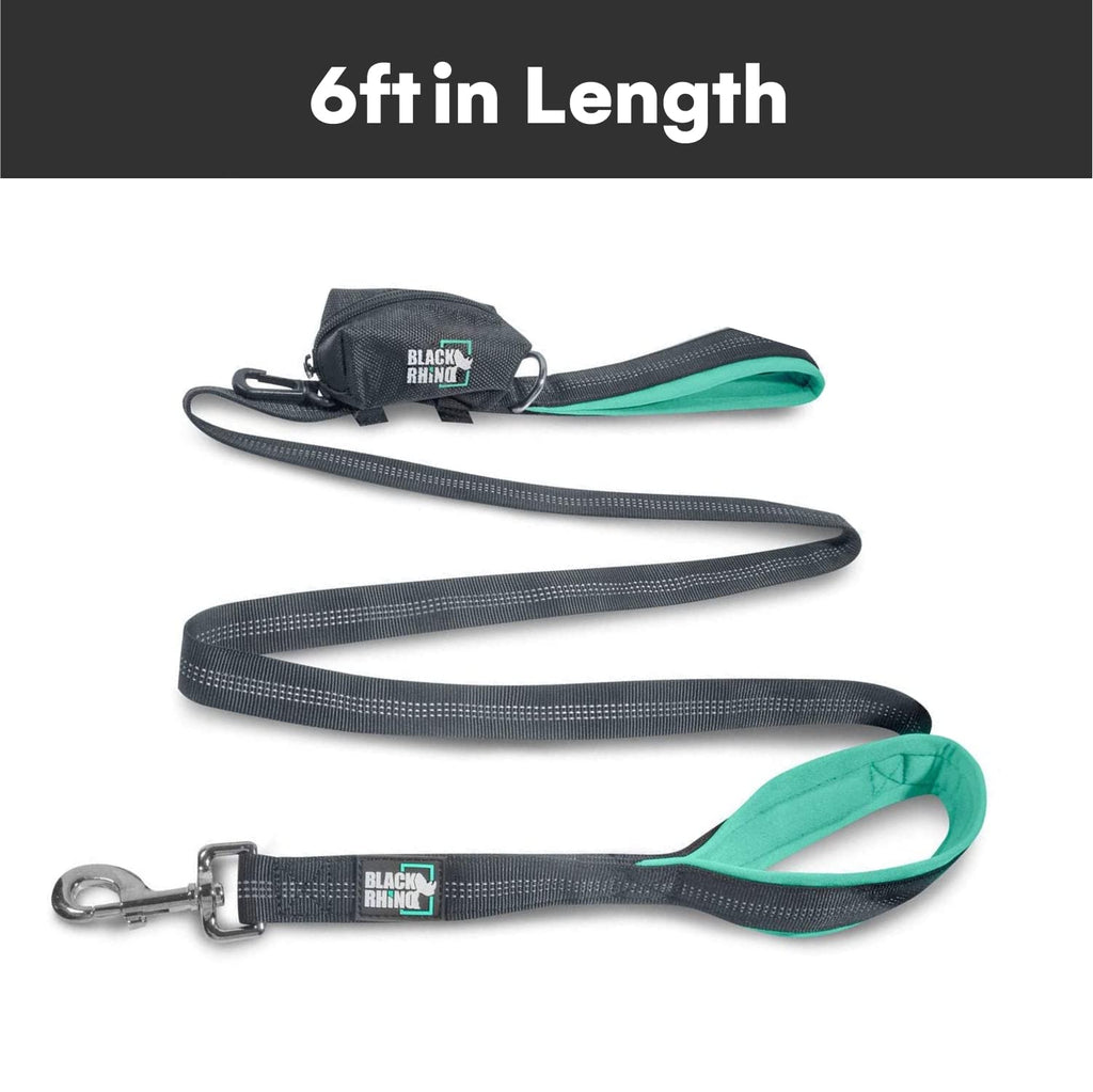 RhinoGrip Aqua: Double Handle Reflective Dog Leash -  by Handbags Specialist Headquarter | Available at Handbags Specialist Headquarter