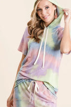 BiBi Tie Dye French Terry Hoodie Top and Bottom Set -  by Trendsi | Available at Handbags Specialist Headquarter