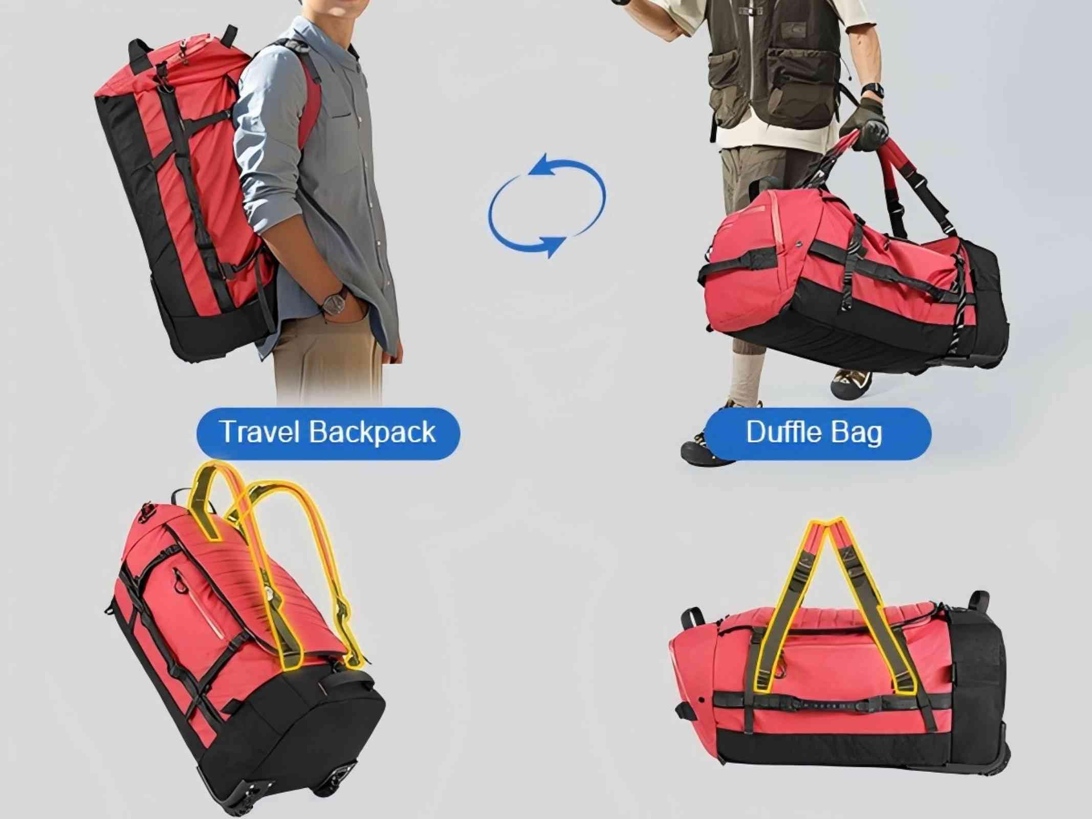 AquaRoll 29 Quilted Wheeled Duffle Backpack -  by Handbags Specialist Headquarter | Available at Handbags Specialist Headquarter