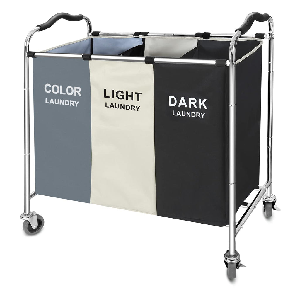 Wheeled 3-Section Laundry Cart - 240l Organizer - Laundry Baskets by Handbags Specialist Headquarter | Available at Handbags Specialist Headquarter