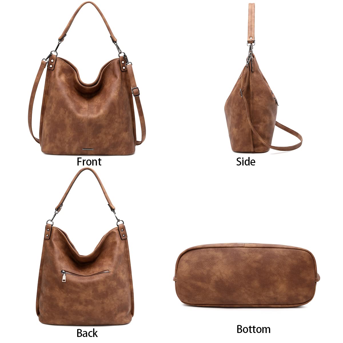 Lapsting Boho Faux Leather Hobo Shoulder Bag